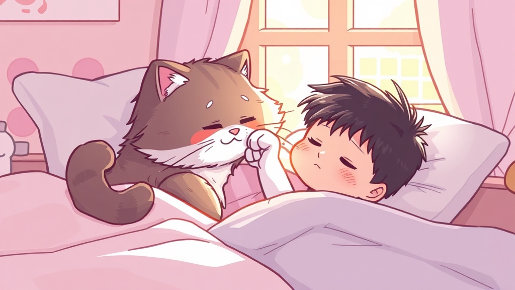 Cat waking up owner